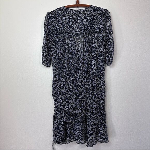 Veronica Beard Dakota Flounce Printed Black and Blue Mini Dress Size 10 - Picture 13 of 13